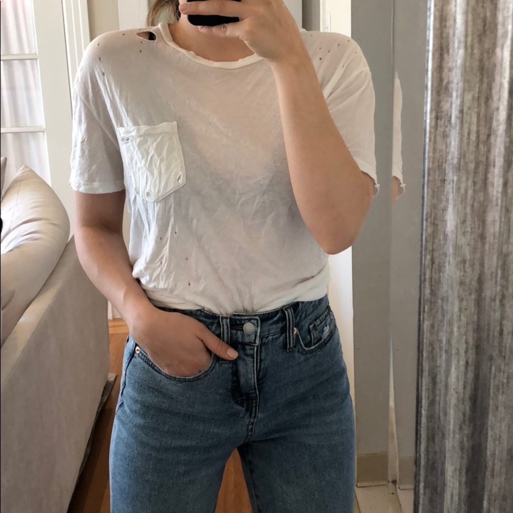 Brandy Melville John Galt white distressed T shirt